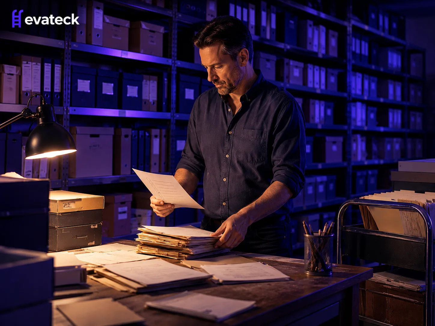 Archived paper records being converted into structured digital data